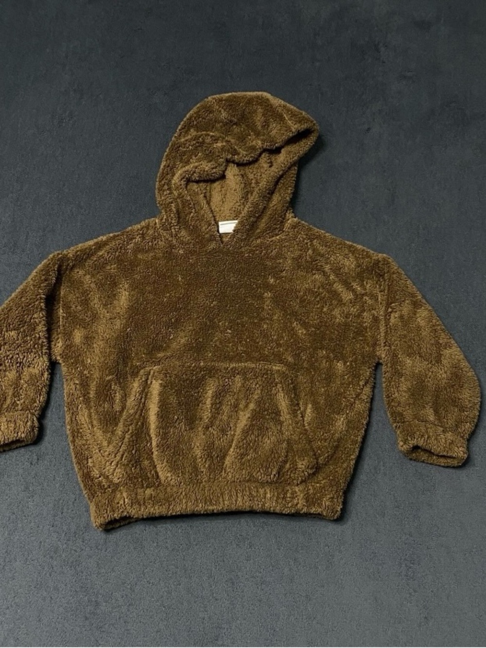 Zara Comfy Kids Sweatshirt Size 6 Fuzy Brown Fall Hoodie Kangaroo Pocket